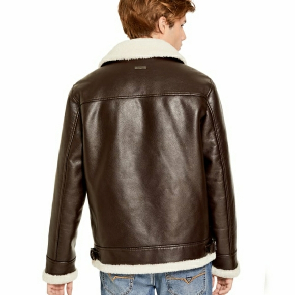 NEW GUESS Finn Faux-Shearling Aviator Jacket SZ S - Picture 4 of 5